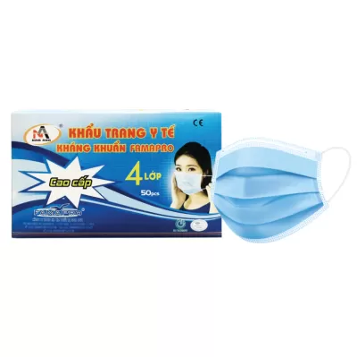 Khẩu Trang Y Tế 4 Lớp Nam Anh Xanh Hộp 50 Cái